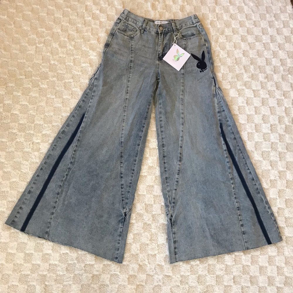 Playboy Extra Flared Wide Leg Denim Jeans